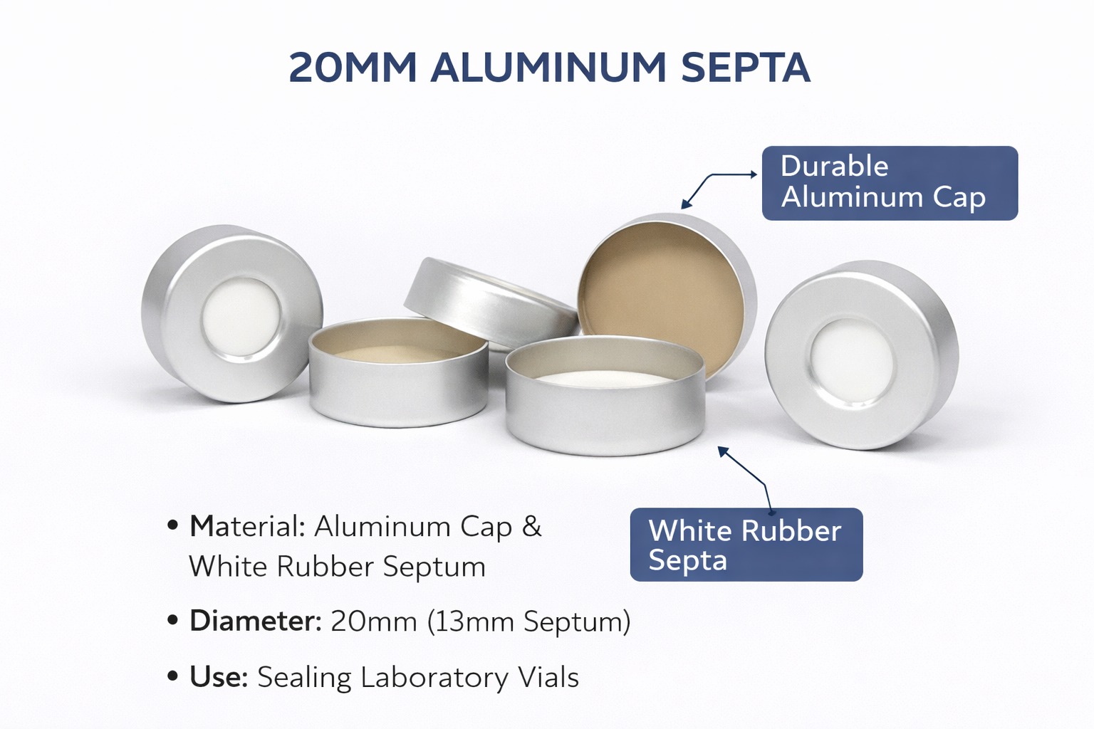 20 MM Aluminium Caps With PTFE Septa