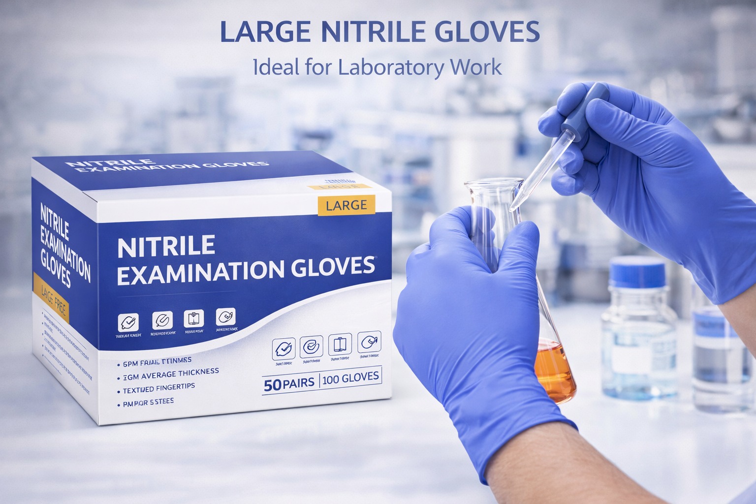 NITRILE EXAMINATION GLOVES LARGE